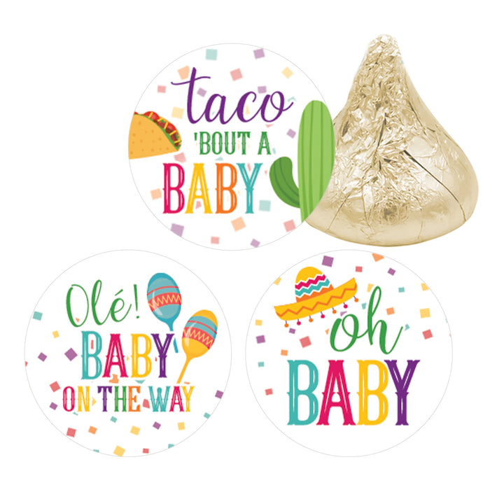 Taco 'Bout a Baby: Baby Shower - Favor Stickers - Fits on Hershey's Kisses - 180 Stickers