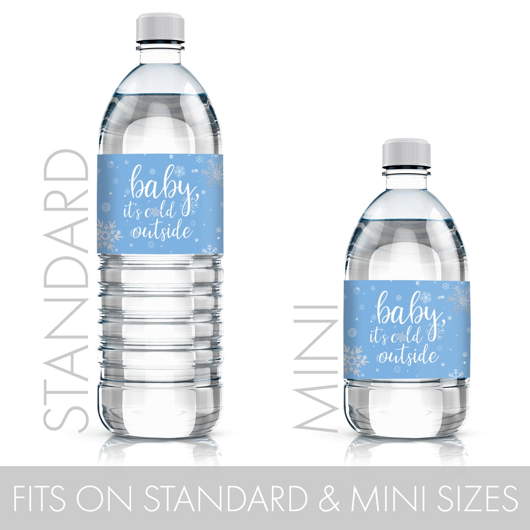 Blue Baby It's Cold Outside Snowflake Baby Shower Water Bottle Labels –  Distinctivs Party