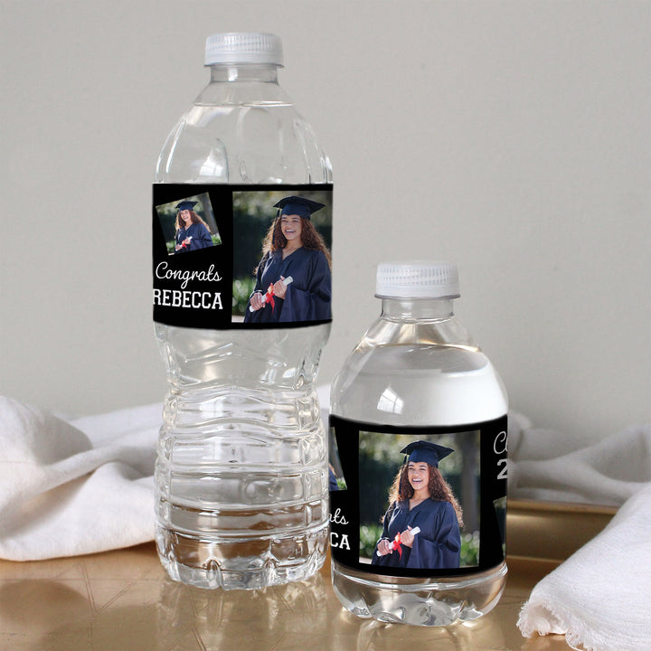 Nombre y año de la foto de graduación: etiquetas para botellas de agua: 24, 100, 250 pegatinas