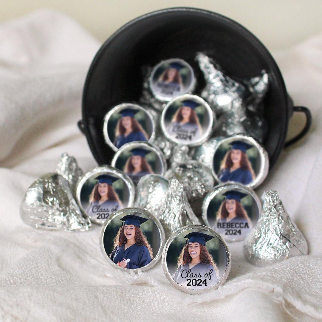 Graduation Photo Name & Year: Hershey's Kisses Labels - 180 or 450 Stickers
