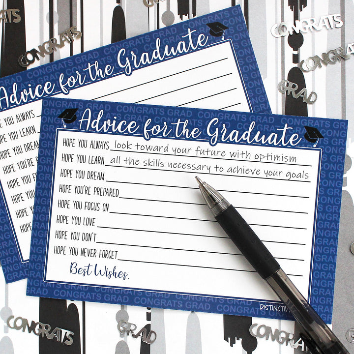 Clase de fiesta de graduación de 2024: Tarjetas de consejos de graduación - 11 colores escolares - 25 tarjetas