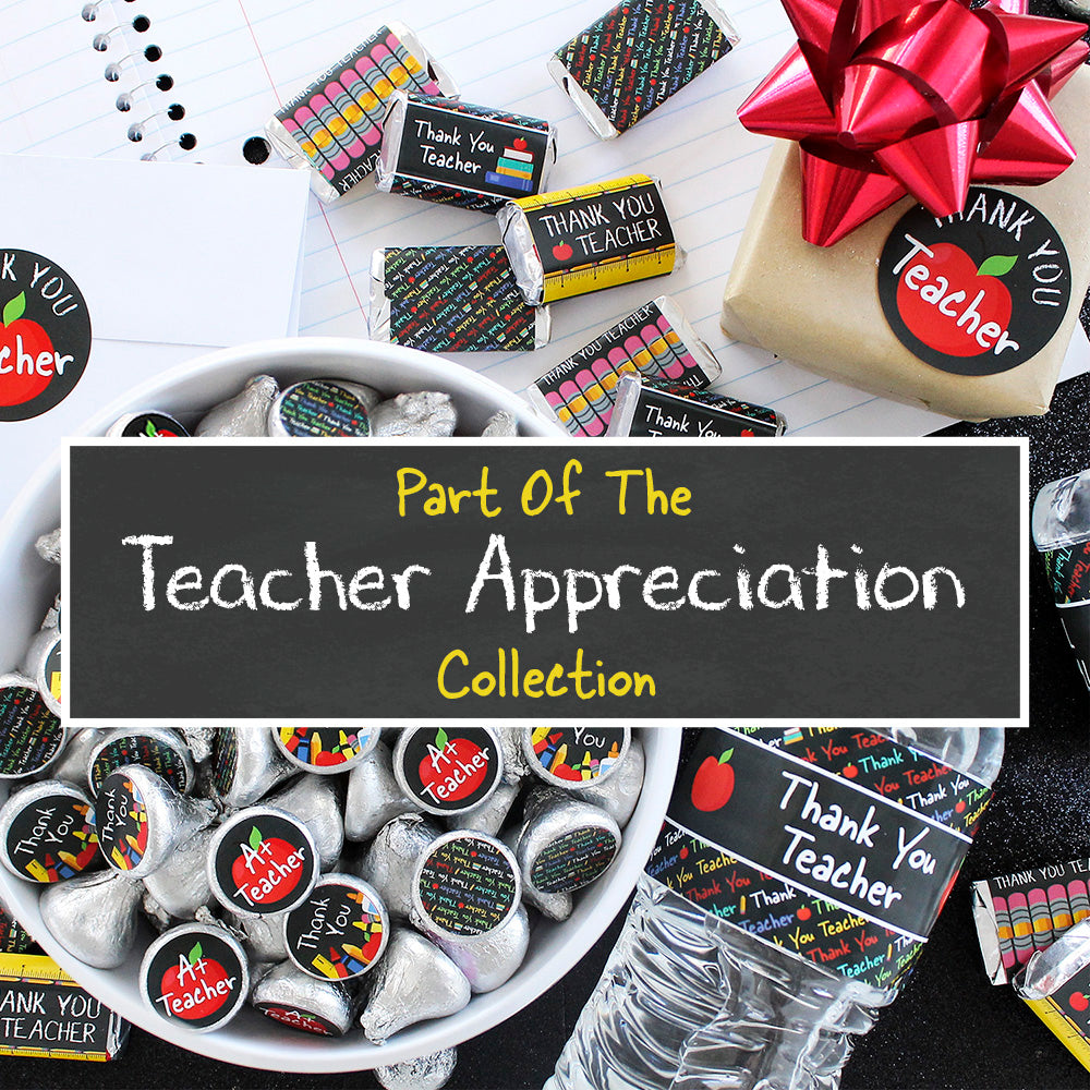 Fiesta de agradecimiento a los maestros: Gracias A+ Maestro - Pegatinas de recuerdo - Se adapta a Hershey® Kisses - Paquete de 180