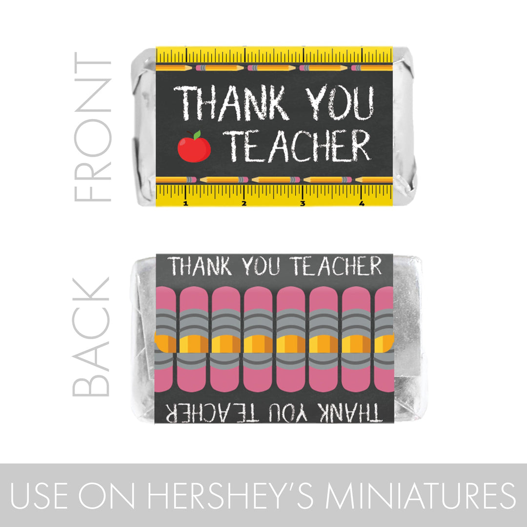 Teacher Appreciation Party: Thank You A+ Teacher - Candy Wrapper Labels - Fits on  Hershey® Miniatures - 45 Stickers