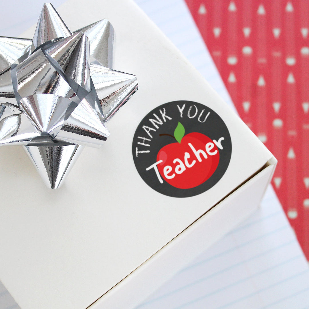 Teacher Appreciation Party: Thank You A+ Teacher - Round Favor Stickers - 40 Stickers