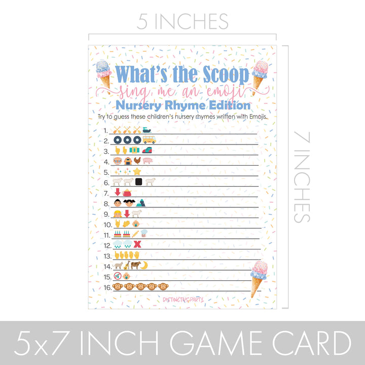 What's the Scoop:  Ice Cream - Gender Reveal Party Game - Emoji Game Cards - 20 Cards