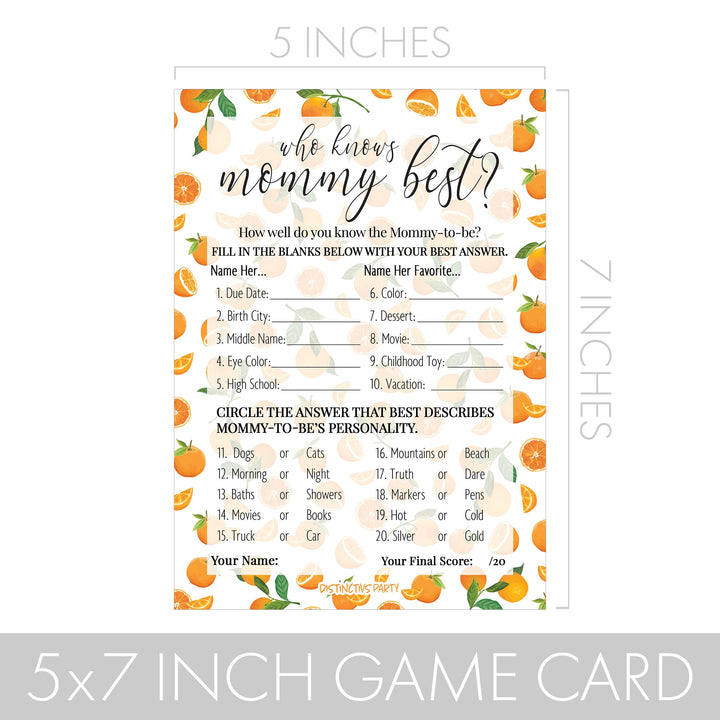Little Cutie: Baby Shower Game - Who Knows Mommy Best Game Cards  -20 count