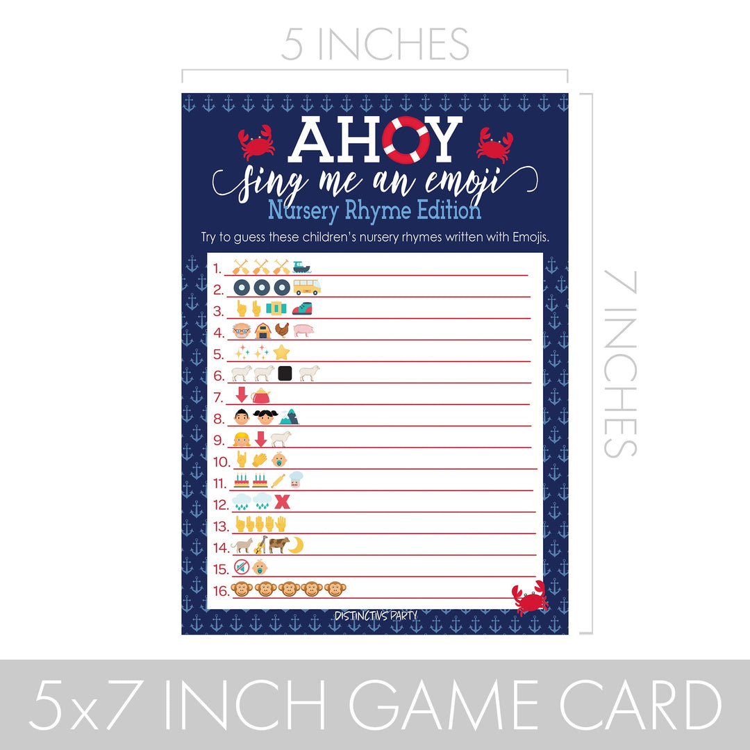 Ahoy it's a Boy: Baby Shower Game - Tarjetas de juego Emoji de rima infantil - 20 tarjetas