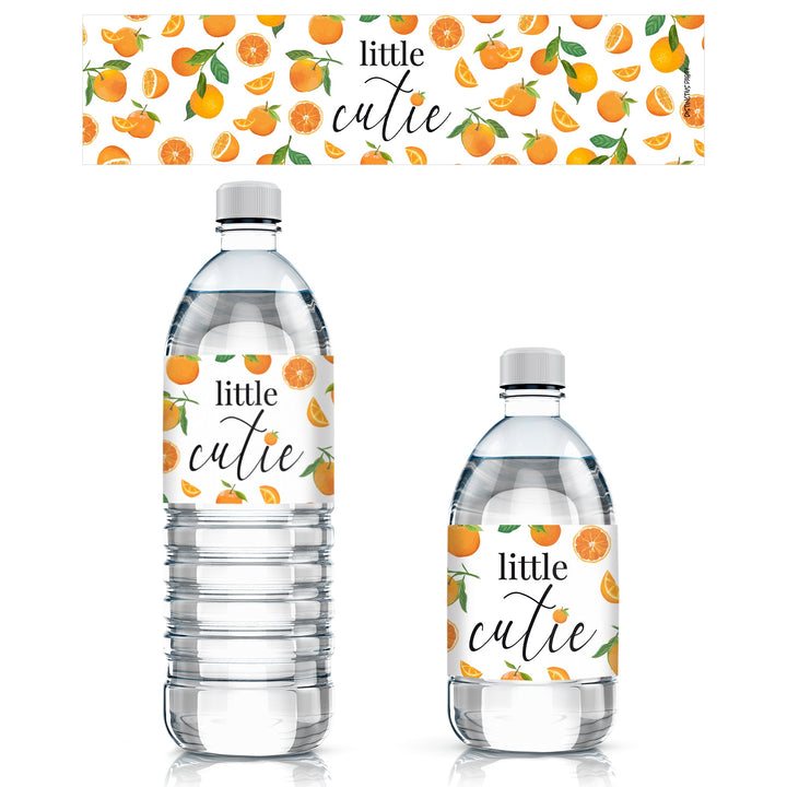 Little Cutie: Etiquetas para botellas de agua para baby shower, 24 pegatinas
