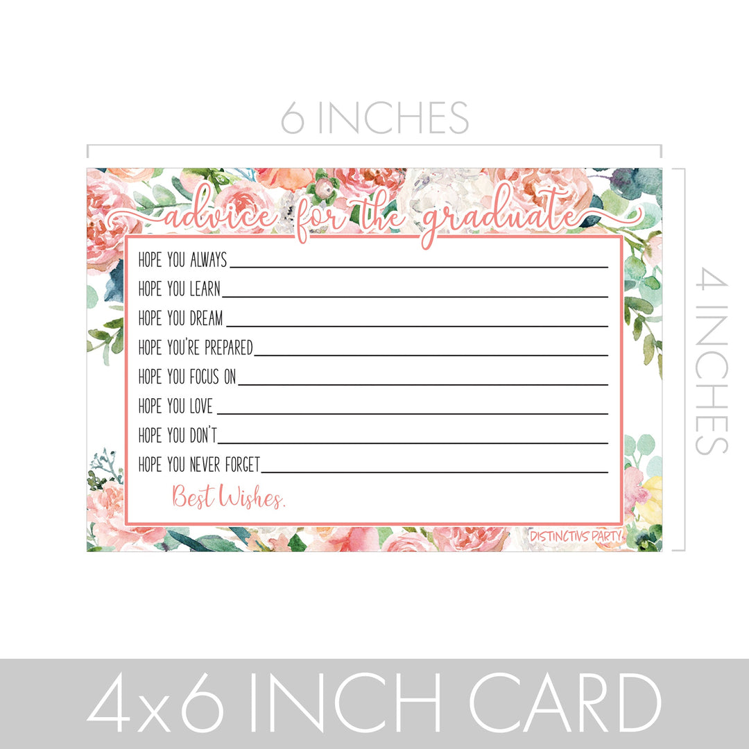 Pink Floral Graduation Advice Cards - 25 Count
