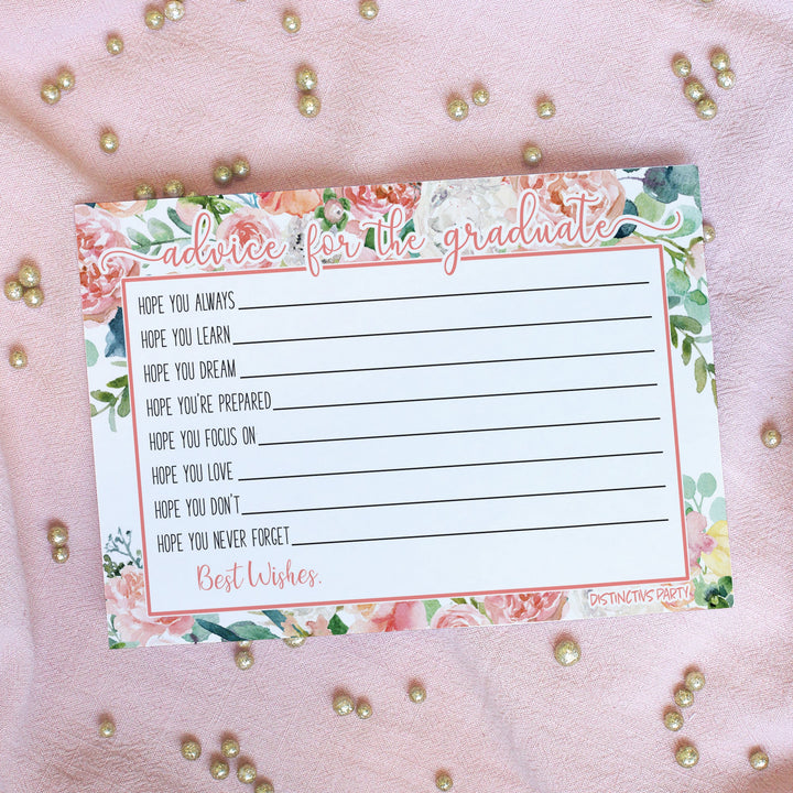 Pink Floral Graduation Advice Cards - 25 Count