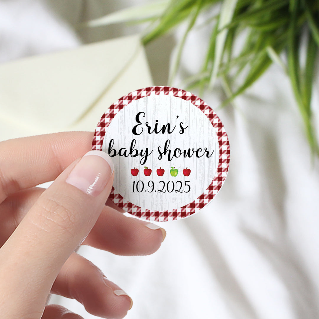Personalized Apple Farmhouse: Baby Shower - Round Favor Labels - 40 Stickers