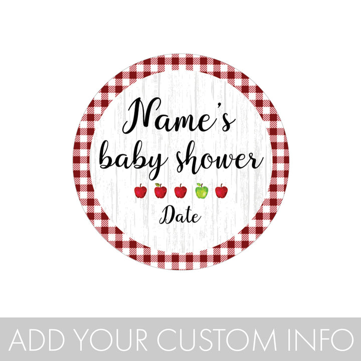 Personalized Apple Farmhouse: Baby Shower - Round Favor Labels - 40 Stickers