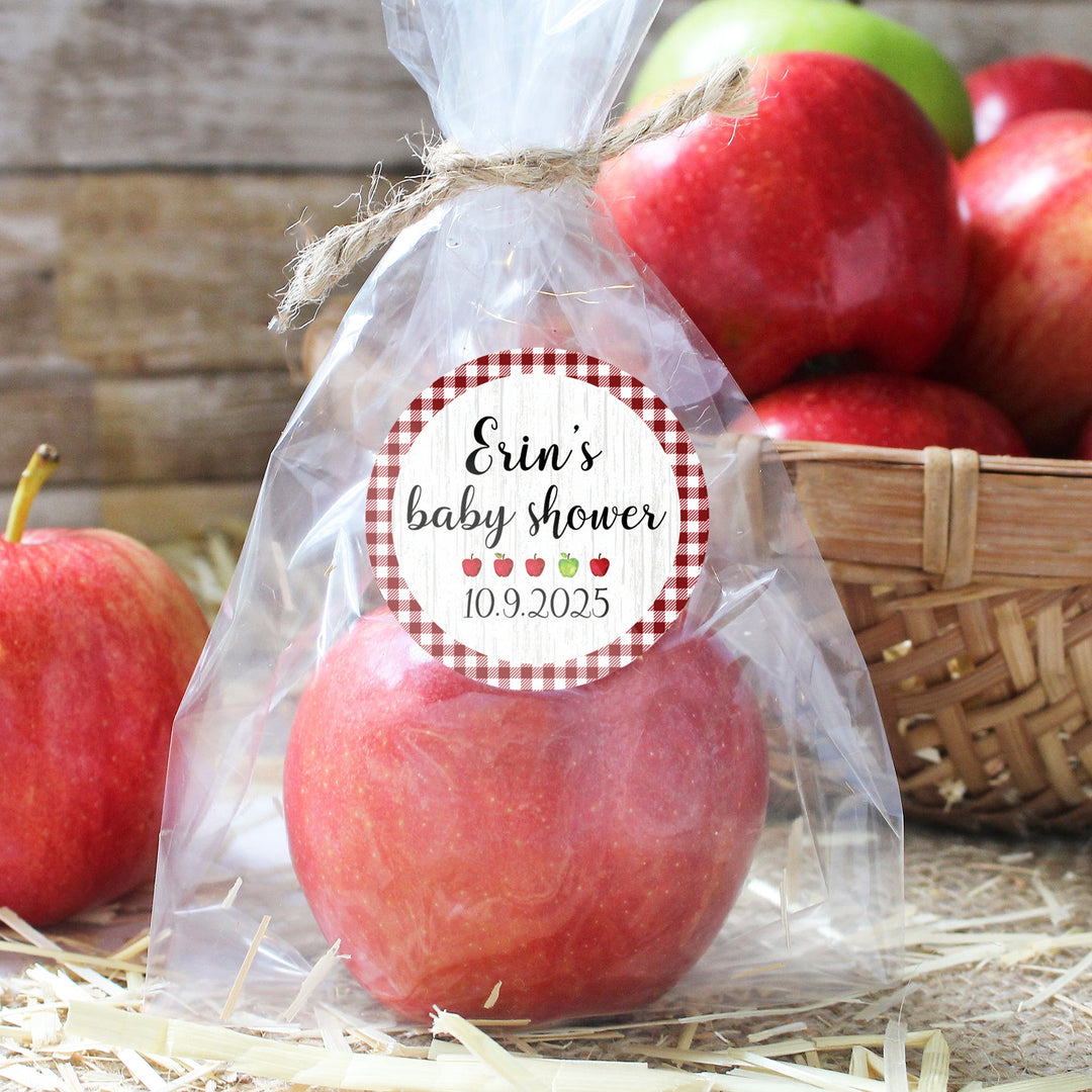 Granja de manzanas personalizada: Baby Shower - Etiquetas redondas para regalos - 40 pegatinas