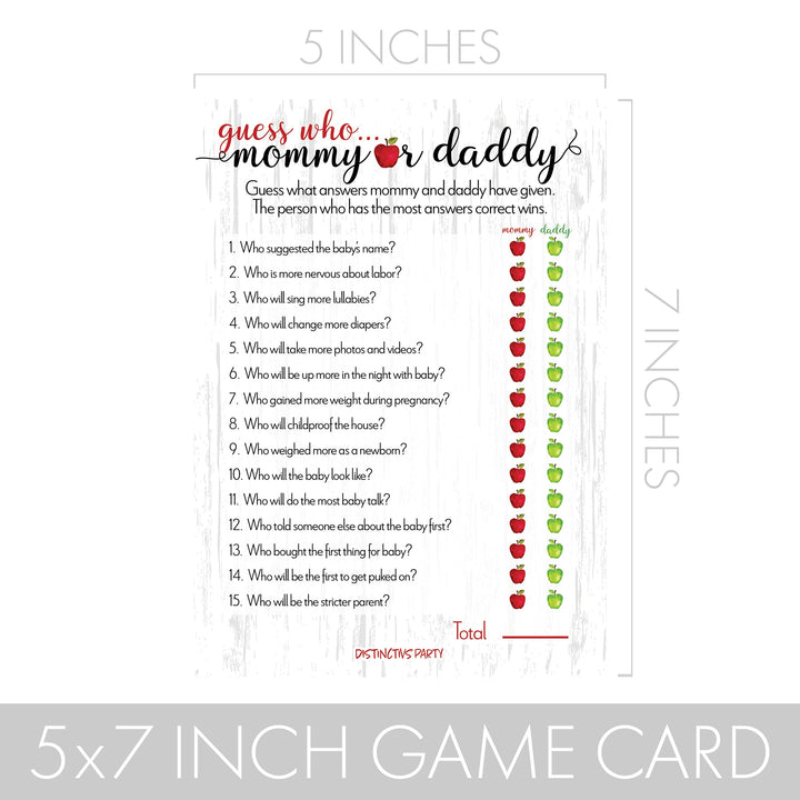 Apple Farmhouse: Baby Shower - "Guess Who" Mommy or Daddy Baby Shower Game - 20 Cards