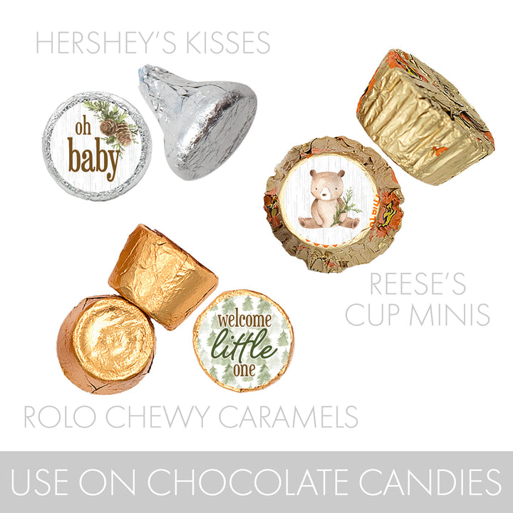 Woodland Bear: Baby Shower Baby Shower Favors  Fits on Hershey's Kisses - 180 Stickers