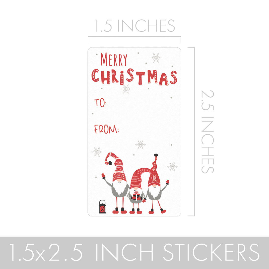 Christmas Gift Tag Stickers: Whimsical Gnome Holiday - 75 Stickers