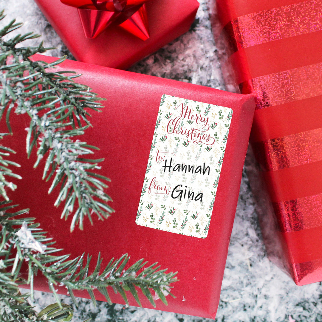 Christmas Gift Tag Stickers: Classic Holly and Greenery - 75 Stickers