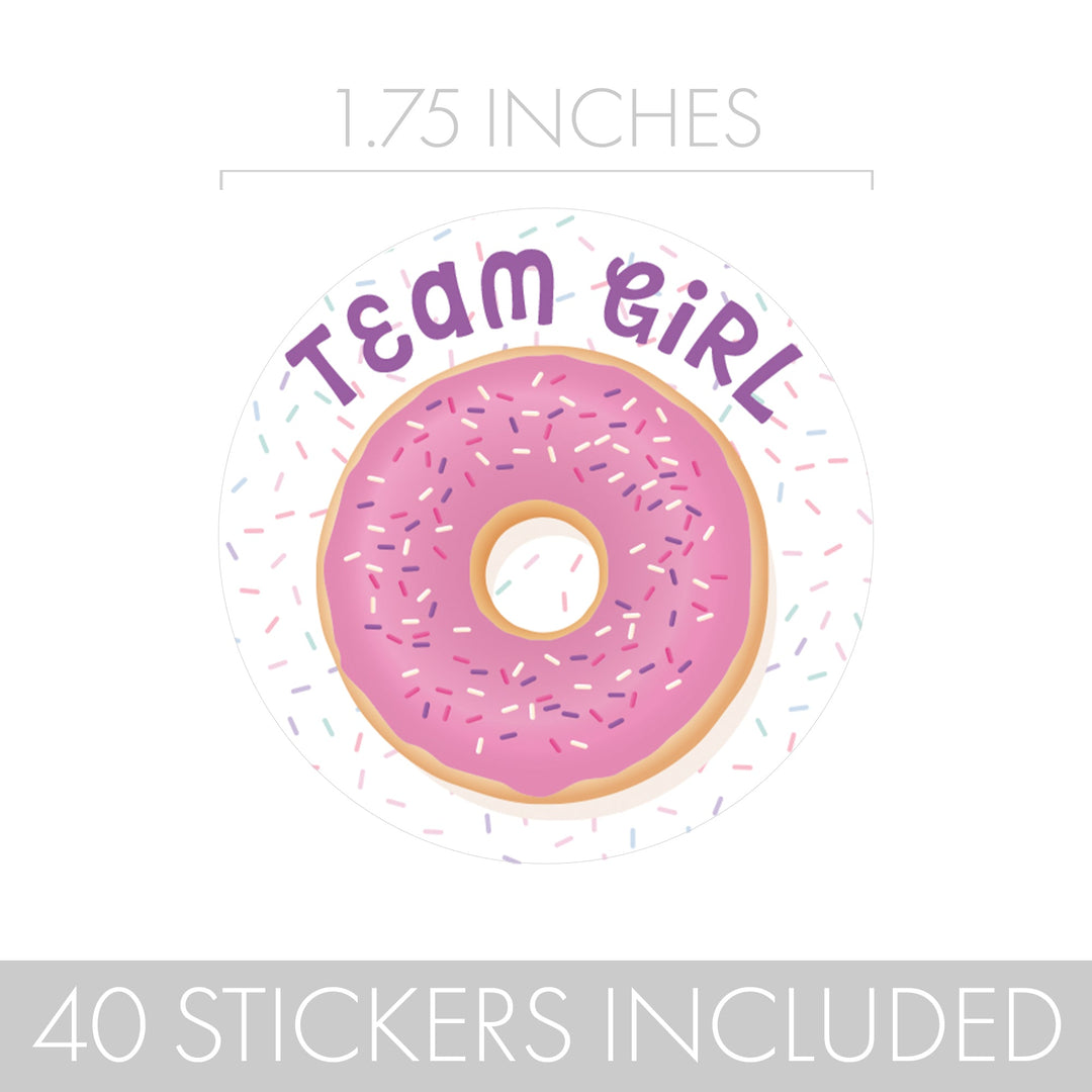 Donut Gender Reveal Party -Team Boy or Team Girl Stickers - 40 Stickers