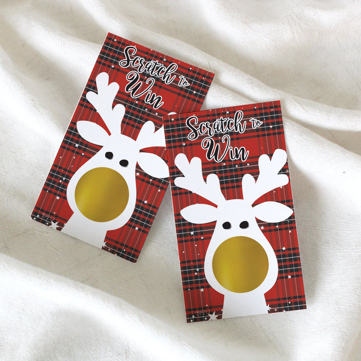 Buffalo Plaid Christmas: Christmas Party - Reindeer Christmas Scratch Off Game Cards - 28 Scratchers