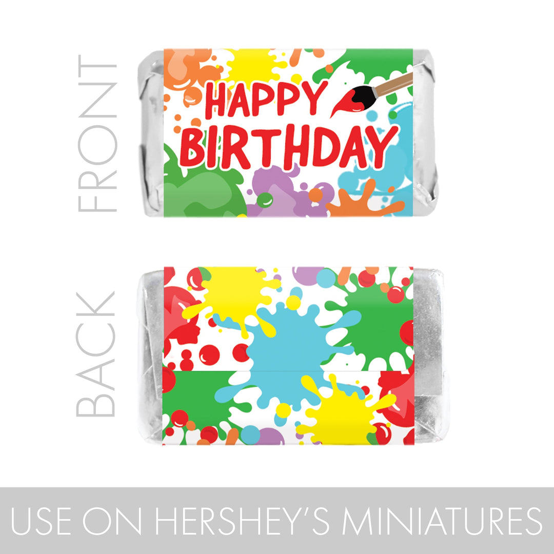 Arte y pintura: cumpleaños infantil - Pegatinas para envoltorios de barra de caramelos en miniatura de Hershey's - 45 pegatinas