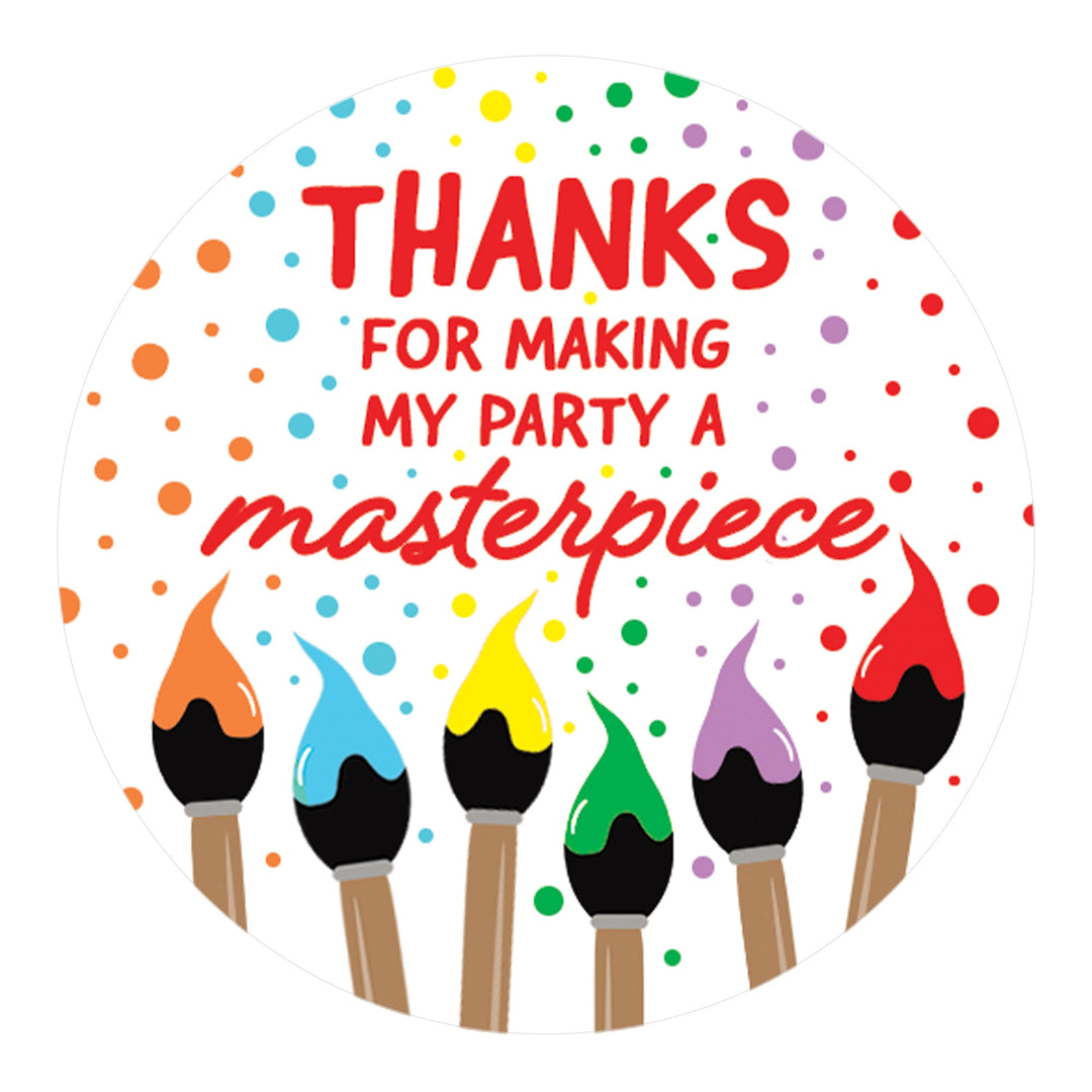 Art & Painting: Kid's Birthday -  Thank You Labels - Paint and  Party - 1.75 in. - 40 Stickers