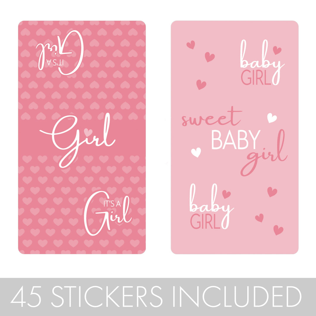 Sweet Baby Girl: Pink - Baby Shower Mini Candy Bar Labels -45 Stickers