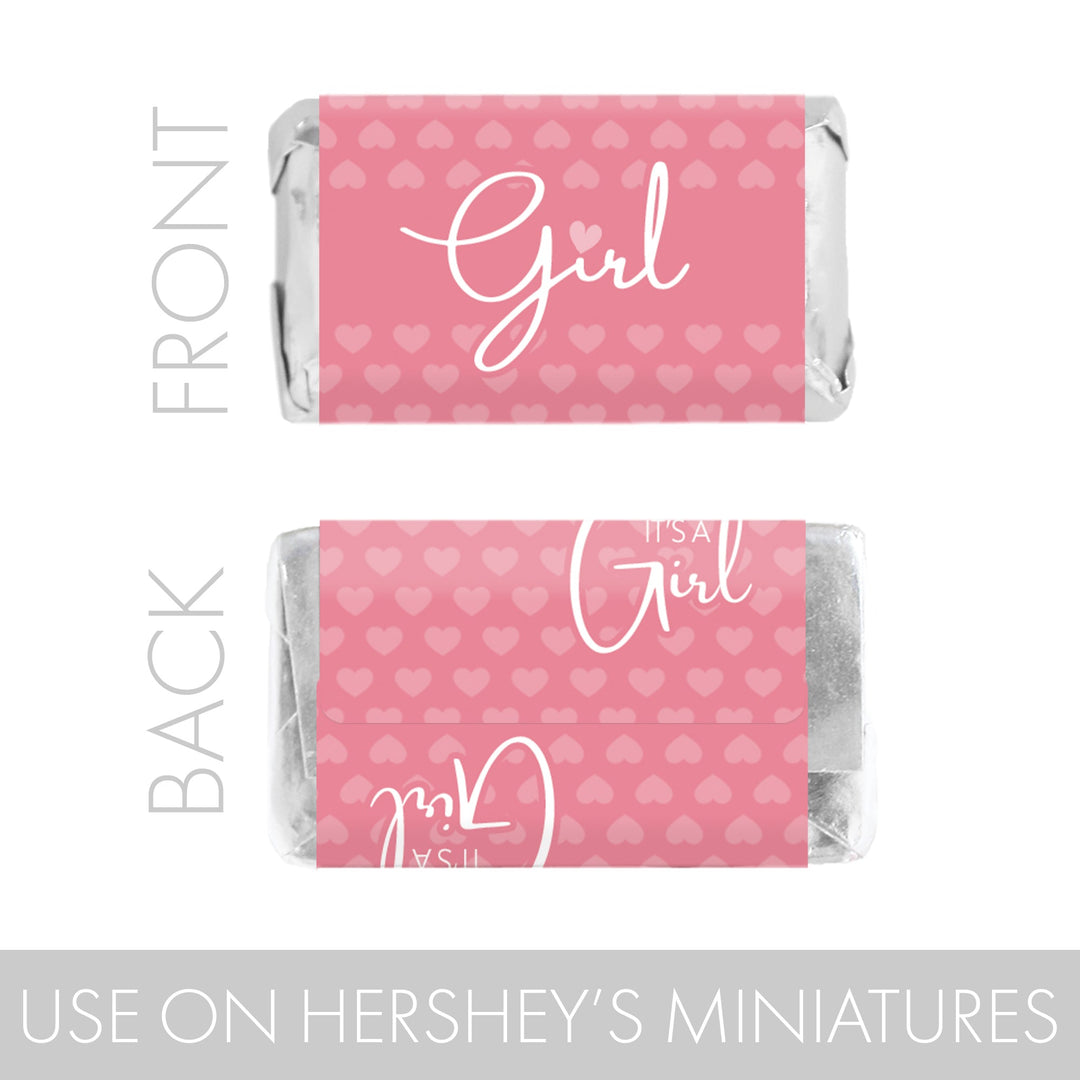 Sweet Baby Girl: Pink - Baby Shower Mini Candy Bar Labels -45 Stickers