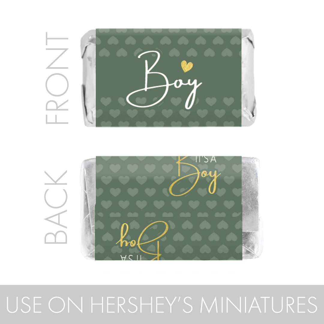 Sweet Baby Boy: Verde - Mini etiquetas para barra de dulces It's a Boy Baby Shower, 45 pegatinas