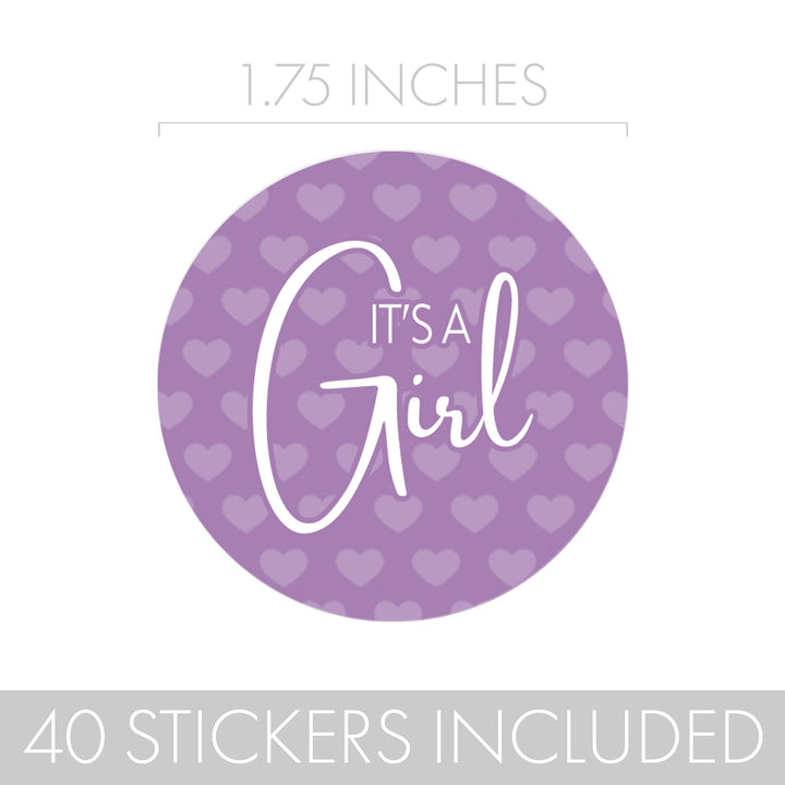 Sweet Baby Girl: Purple - Baby Shower Party Favor Stickers - 40 Labels