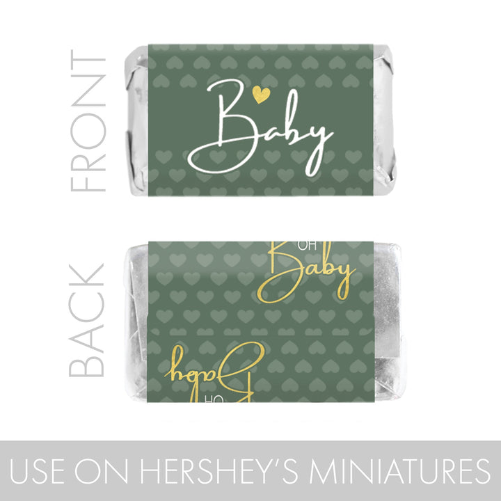 Sweet Baby Género neutro: Verde - Mini etiquetas para barra de dulces para baby shower - 45 pegatinas