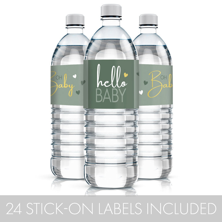 Sweet Baby Gender Neutral: Green - Baby Shower Water Bottle Labels - 24 Stickers