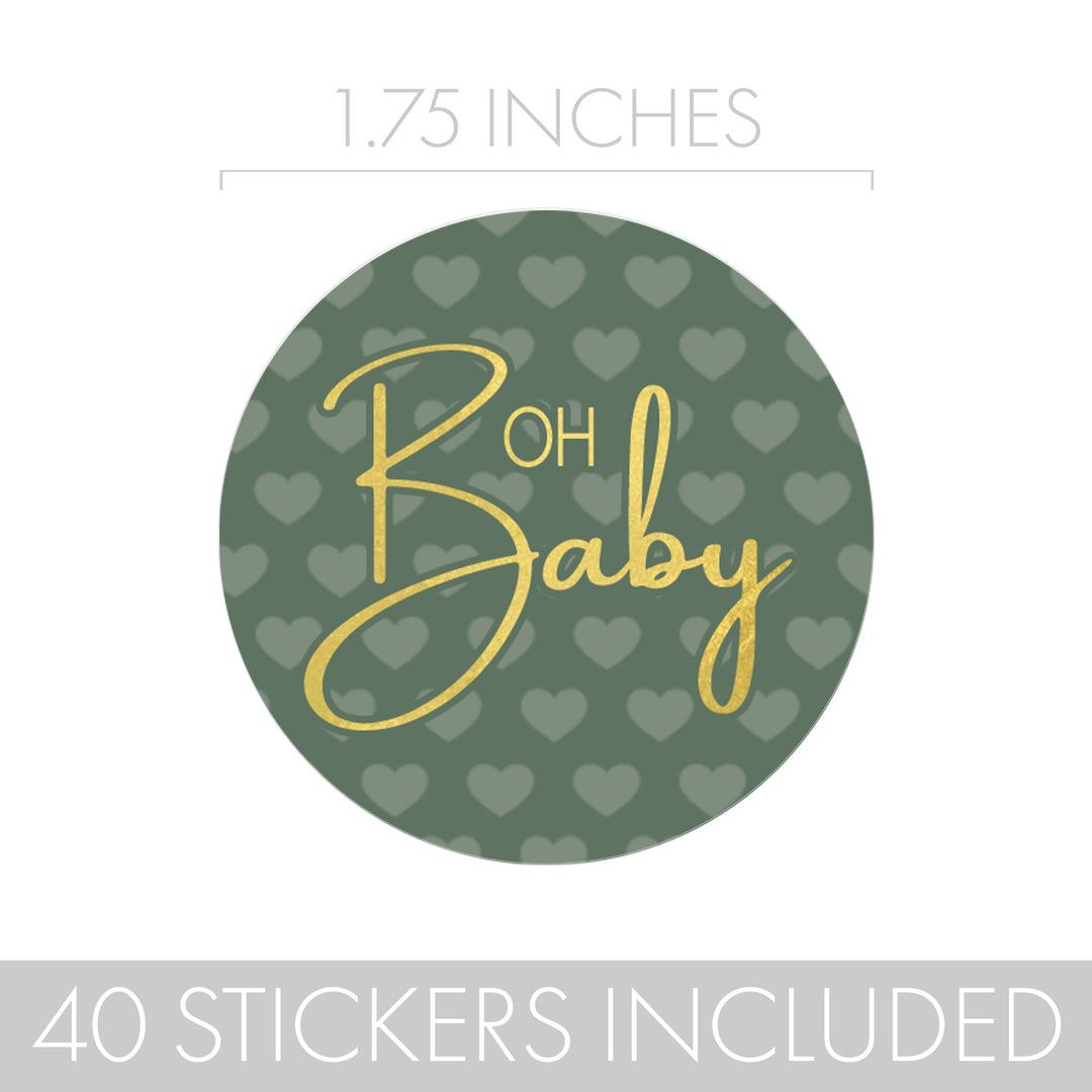 Sweet Baby Gender Neutral: Green- Baby Shower Party Favor Stickers - 40 Labels