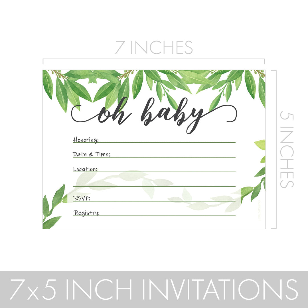 Vegetación: Invitaciones para fiesta de baby shower - 10 tarjetas