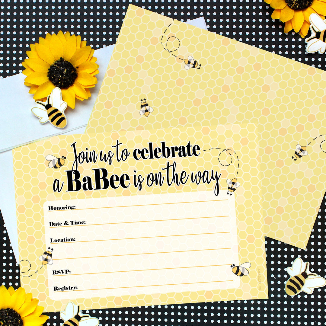 Bumble Bee: Baby Shower - Invitaciones - 10 Tarjetas