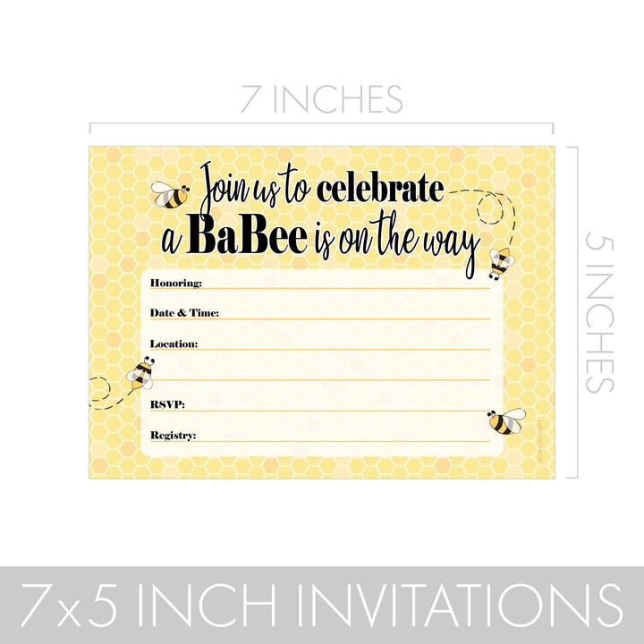 Bumble Bee: Baby Shower - Invitaciones - 10 Tarjetas