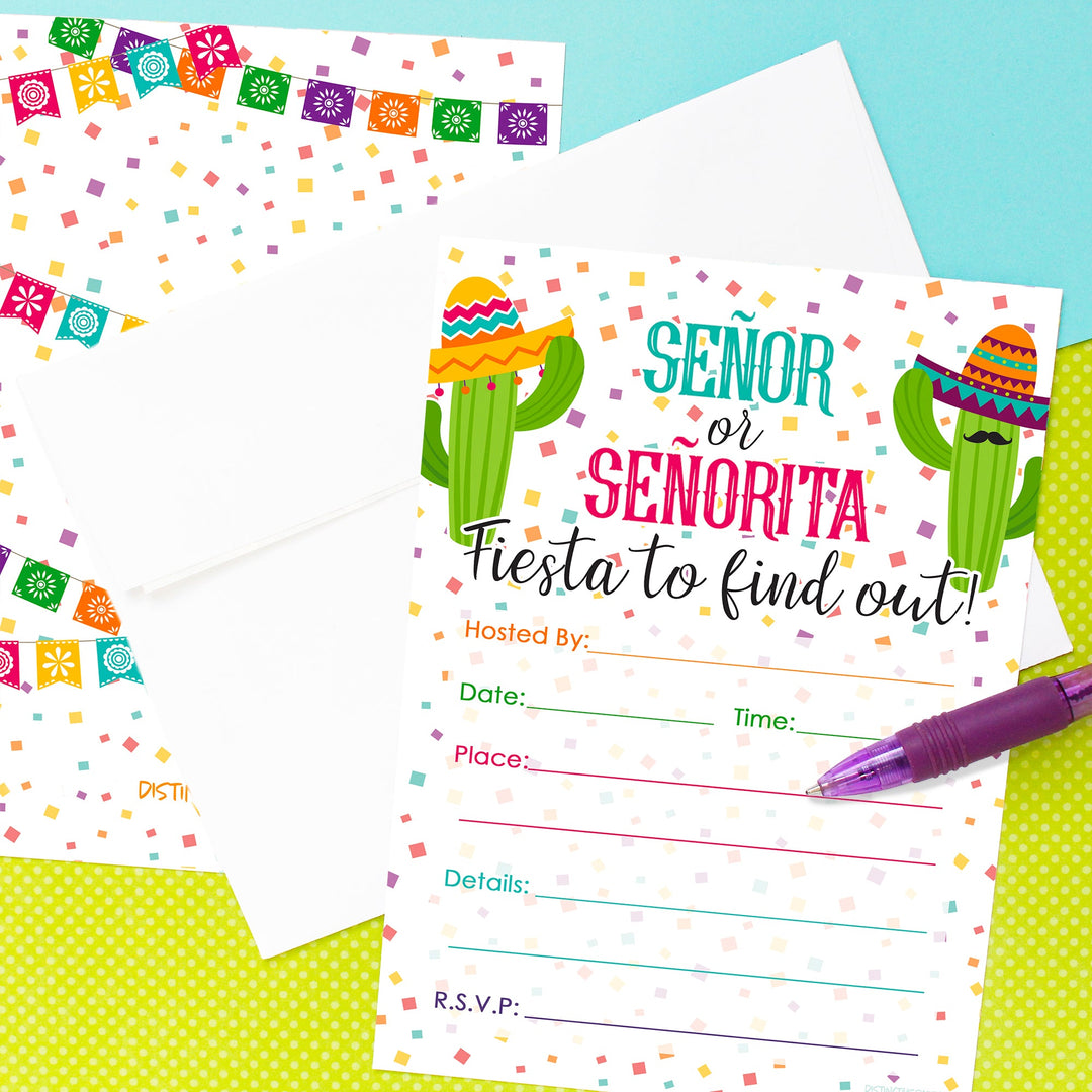 Taco 'Bout a Baby: Invitaciones para fiesta de revelación de género del bebé - Paquete de 10