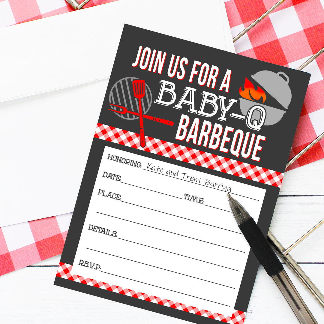 Baby-Q: Summer Barbecue Baby Shower - Party Invitations – 10 Cards