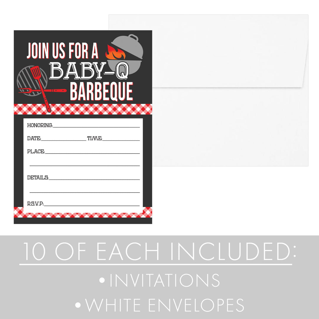 Baby-Q: Baby Shower de barbacoa de verano - Invitaciones de fiesta - 10 tarjetas