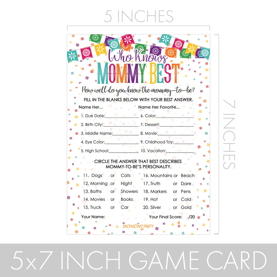 Taco 'Bout a Baby:  Baby Shower Game - Who Knows Mommy Best Game Cards - 20 Cards