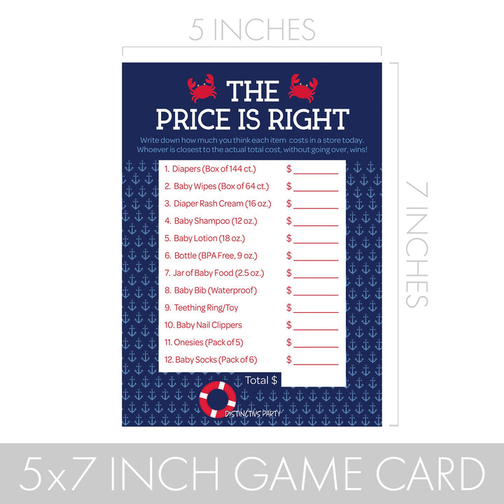 Ahoy It's a Boy: Baby Shower Game - Price is Right Game Cards - 20 Cards