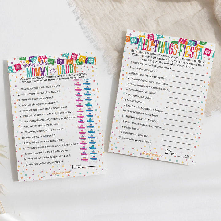 Taco 'Bout a Baby: Baby Shower Game - "Guess Who" Mommy or Daddy and All Things Fiesta Games - 20 Dual Sided Cards
