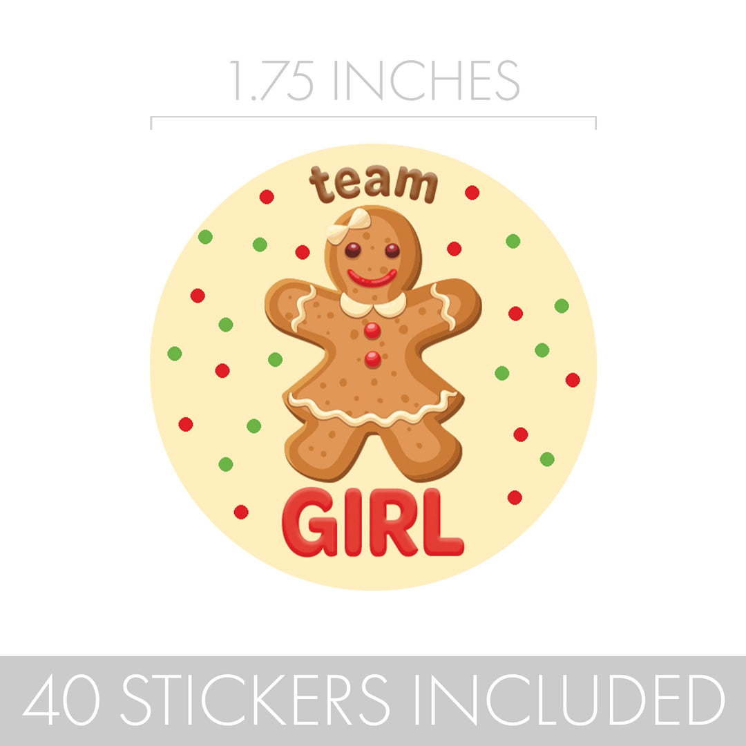 Christmas Gender Reveal: Gingerbread Party - Team He or Team She Stickers - 40 Stickers