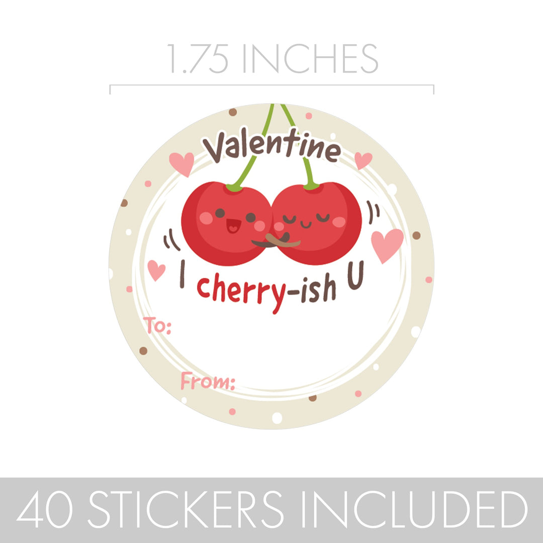 Pegatinas de regalo del día de San Valentín: Fruta linda - 40 pegatinas circulares