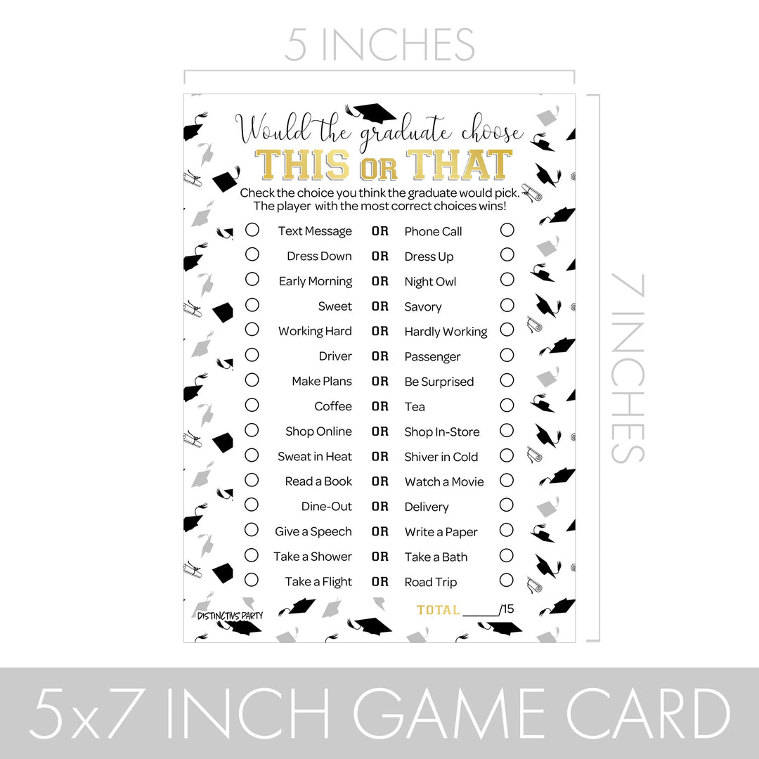 Clase de juego de fiesta de graduación de 2024: Scattegories y esto o aquello - Paquete de dos juegos - 25 tarjetas de juego de doble cara