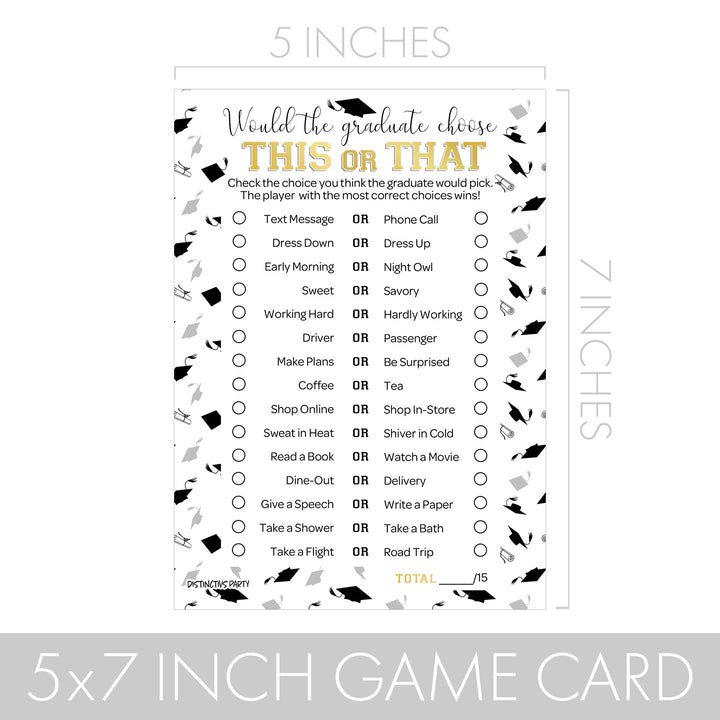 Clase de juego de fiesta de graduación de 2024: Scattegories y esto o aquello - Paquete de dos juegos - 25 tarjetas de juego de doble cara