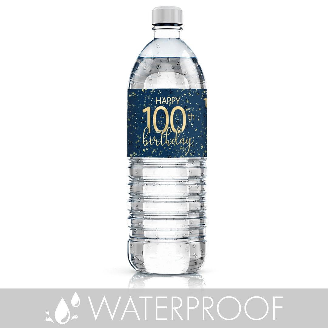 100th birthday party water bottle labels