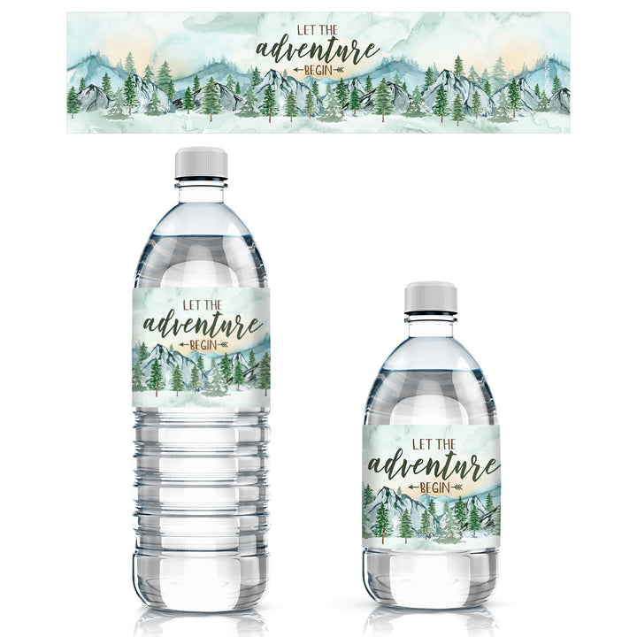 Little Adventurer - Etiquetas adhesivas para botellas de agua para baby shower - Impermeables - Paquete de 24