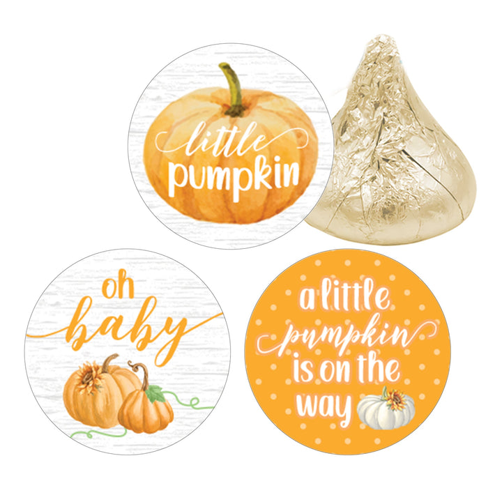 Little Pumpkin: Naranja - Baby Shower - Pegatinas para regalos de fiesta - Se adapta a Hershey's Kisses - 180 pegatinas