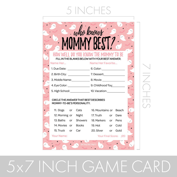 Little Boo: Pink - Baby Shower Game  - Word Search and Who Knows Mommy Best - Two Game Bundle - 20 Dual Sided Cards