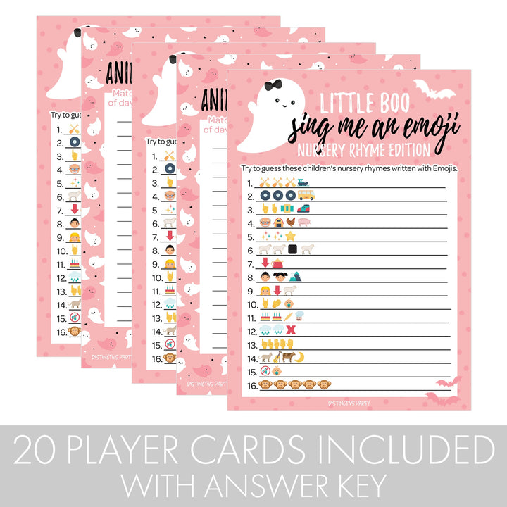 Little Boo: Pink - Baby Shower Game - Sing Me An Emoji and Animal Pregnancy Match - Two Game Bundle - 20 Dual Sided Cards